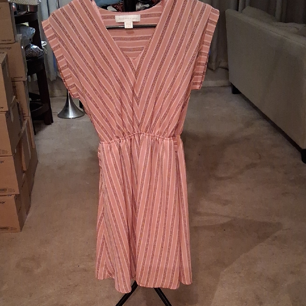 Monteau Pink Striped Midi Dress